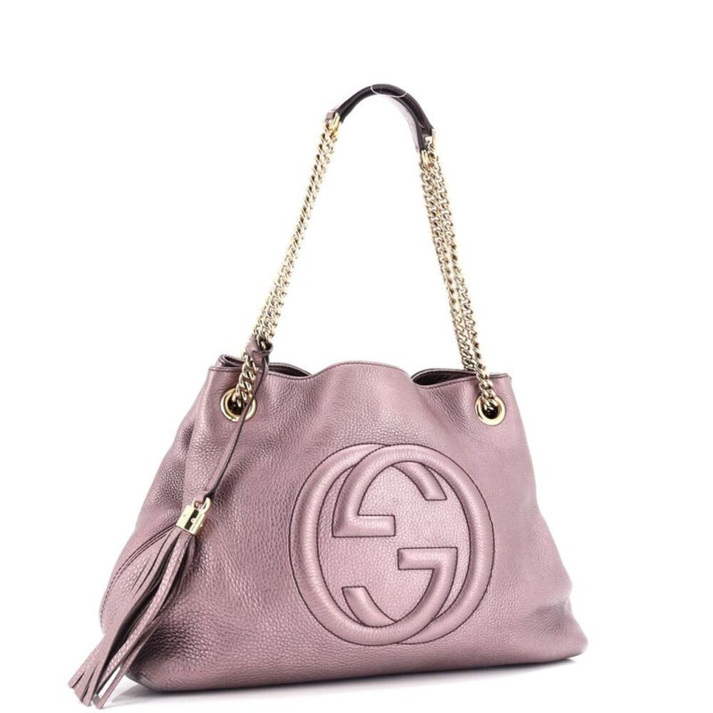 Gucci Soho Chain Strap Shoulder Bag Leather Medium Metallic, Purple - Picture 2 of 6